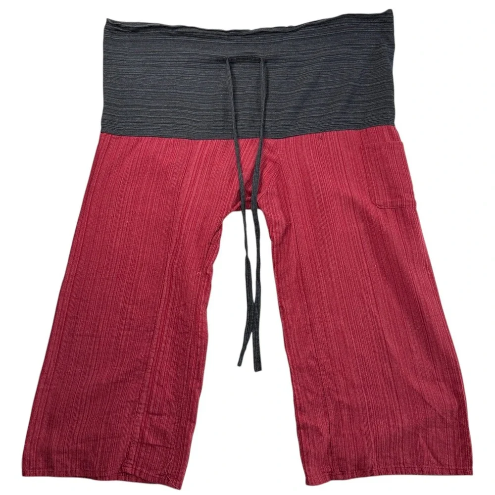 Thai Fisherman Pants One Size Wide Leg Wrap Waist Boho Hippie Yoga Festival